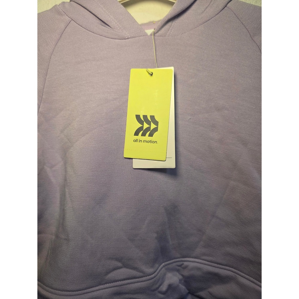 All In Motion Kids Pullover Hoodie Lavender Purple Cropped Sweatshirt XS 4/5 NWT - Picture 2 of 4